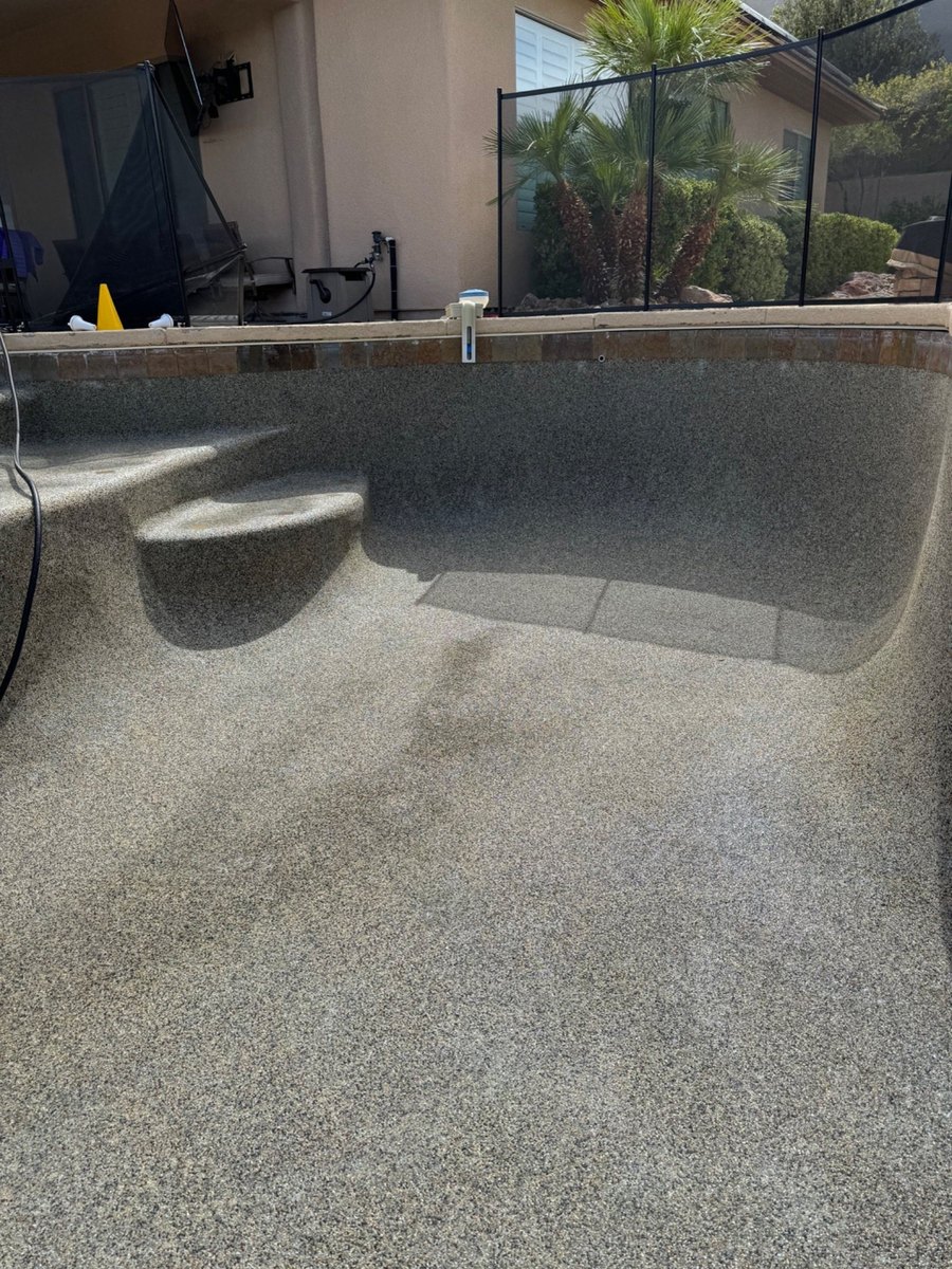 Clean residential pool surface following restoration work