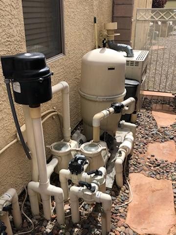 Residential pool pump, filter, and plumbing equipment